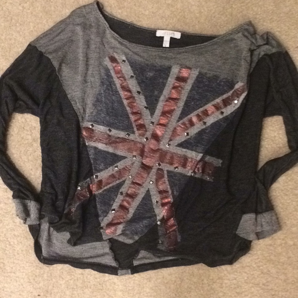 British Flag Stretchy Top Grey Crop Top